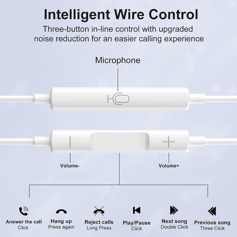 Elevate Your Audio Experience: Premium Noise-Cancelling Wired Earbuds for i Phone – Dual Pack with Built-in Mic & Volume Control – Compatible with i Phone 14/13/12/11/XR/XS/X/8/7/SE/Pro/Pro Max – Exceptional Sound Clarity & Comfort for Music Lovers and Professionals