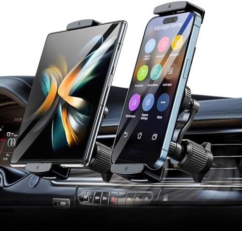 Universal 360-Degree Rotatable Car Phone Holder – Air Vent Mount for i Phone, Android & Tablets (4.7-12.9”) – Enhanced Stability & Hands-Free Convenience for Safe Driving & Navigation – Sleek Design for Optimal Compatibility