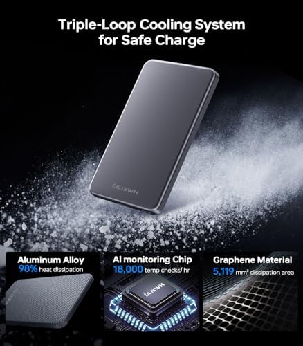 Ultra-Slim Magnetic Power Bank for i Phone – 5000 m Ah Fast Charging Wireless Charger, Lightweight Alloy Design, Sleek Aluminum Finish with Advanced Heat Management, Perfect for i Phone 16/15 Pro Max/14/13/12 – Stay Powered Anywhere, Anytime