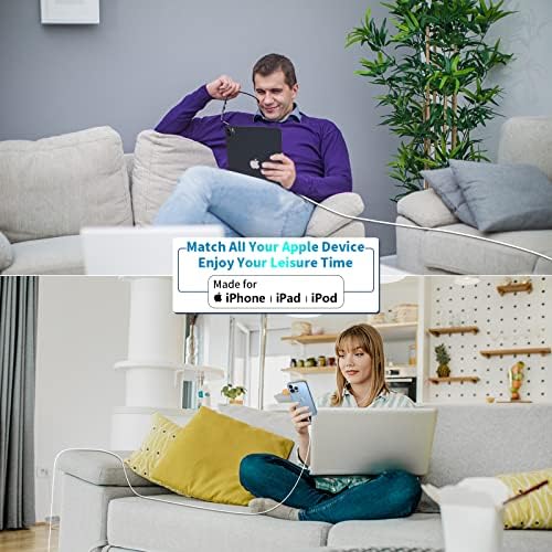 Linocell 20 W USB-C Wall Charger Duo with 6 FT MFi Certified Lightning Cable – Accelerated Charging for i Phone 14, 13, 12, 11 Pro Max & i Pad – Compact & Travel-Friendly Power Solution for Effortless Device Management