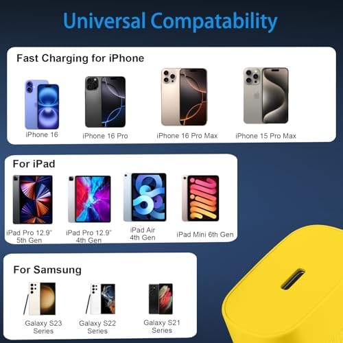 Auorld 30 W USB-C Fast Charger with 10 FT Cable – High-Performance Rapid Charging for i Phone 15/16, i Pad, Samsung Galaxy & Google Pixel – Stylish Purple Design for Maximum Flexibility and Compatibility on the Go