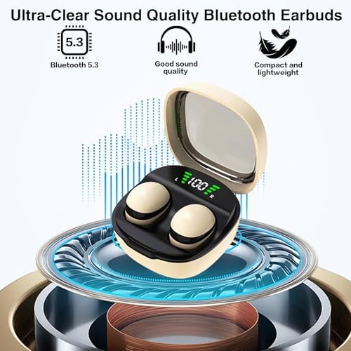 Mini Wireless Bluetooth Earbuds for Side Sleepers – Ultra-Comfort Noise-Isolating Headphones with Sweat Resistance for Meditation and Deep Sleep – Lightweight Invisible Design for Serene Audio Experience