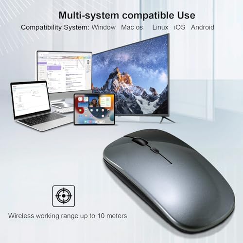 Ultimate Wireless Bluetooth Mouse for i Pad, Mac Book Pro, Air, and PCs – Rechargeable Silent Design for Productivity on the Go – Portable Slim Dual Mode Mouse with LED Indicators and Universal Compatibility