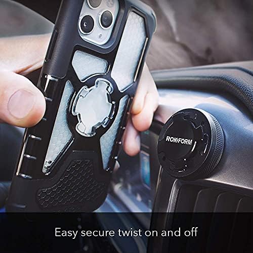Rokform Premium Aluminum Car and Truck Dashboard Phone Holder – Versatile Mounting Solution for Hands-Free Driving with Secure Twist Lock Compatibility (Black) – Elevate Your Driving Safety and Efficiency