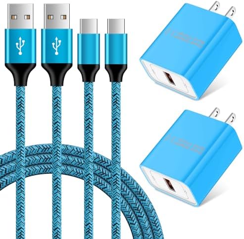 Rapid 18 W Quick Charge 3.0 Wall Charger for LG Devices – Ultra-Fast USB C Charging Solution with Two 6 FT Cables for Stylo, V, G Series, and Velvet – Compact, Safe, and Perfect for On-the-Go Power Needs