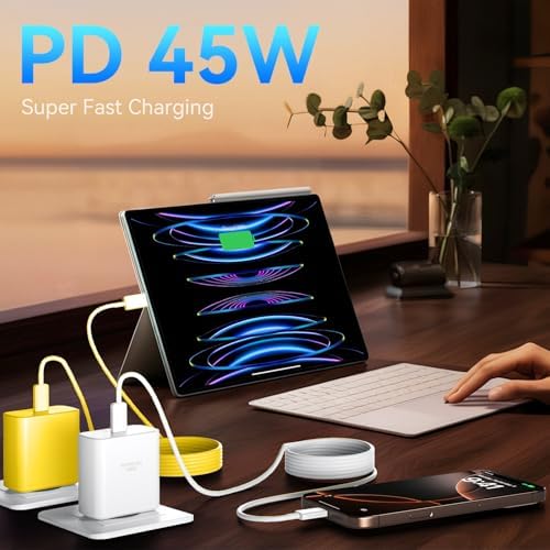 Elevate Your Charging Experience with the 45 W Super Fast USB-C Charger and 6.6 FT Cable – Optimal for i Phone 16 Pro Max, i Pad, and Android Devices – Compact, High-Efficiency Power Adapter with Advanced Safety Features for On-the-Go Users