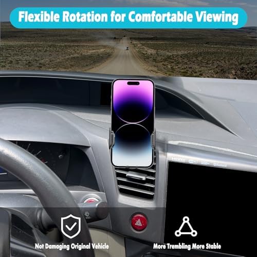 Secure and Stylish Car Phone Holder for Honda Civic 2012-2015 – Ultimate 360-Degree Rotation Mount for Thick Cases, Compatible with 4.7-7 Inch Smartphones | Effortless Installation for Enhanced Driving Convenience