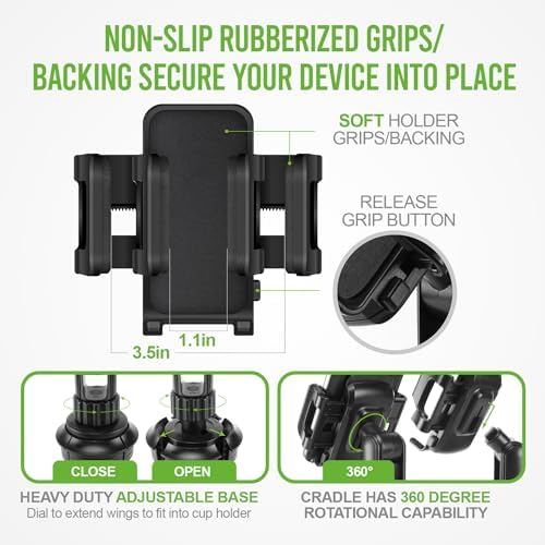 Revolutionary Car Cup Holder Phone Mount with Integrated Snack Tray – Ultimate Compatibility for i Phone, Samsung Galaxy, LG, Moto & Google Pixel – Hands-Free Convenience & 360-Degree Rotation for Safe Driving Enjoyment