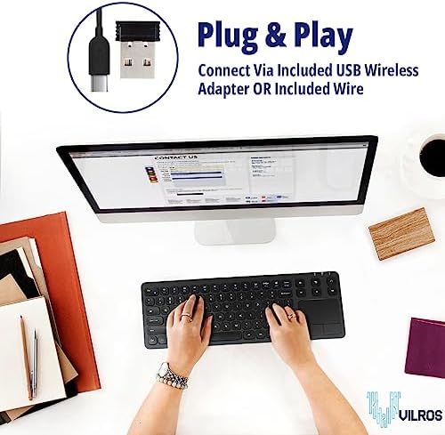 Vilros 2.4 G Wireless & Wired Touch Keyboard with Integrated Touchpad – Ultimate Compatibility for Raspberry Pi and Beyond, Effortless Navigation and Ergonomic Comfort for Work and Play