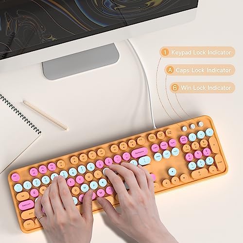 Illuminate Your Workspace with the Large Print Backlit Keyboard – Ergonomic USB Wired Multimedia Keyboard with Rainbow LED Lighting for Enhanced Comfort and Visibility on Windows PCs & Laptops