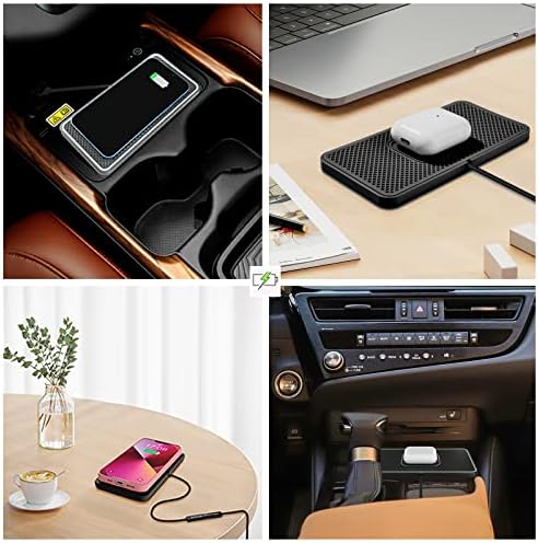 Fast Wireless Car Charger Pad by SANMIDO – Cordless Non-Slip Charging Mat for i Phone 11/12/14/15 & Galaxy S21/S22/S23/S24 – Enhanced Compatibility for Effortless On-the-Go Charging – Sleek Design for Secure Use in Any Vehicle