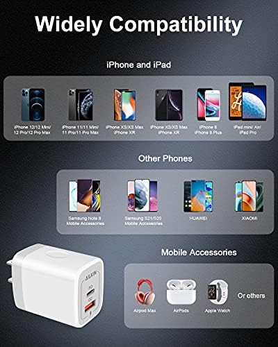 20 W Dual-Port USB-C Wall Charger – Fast Charging Power Adapter for i Phone, Samsung Galaxy, Google Pixel, and More – Compact & Reliable Power Delivery for Simultaneous Device Charging – Essential Tech Accessory for Home & Travel