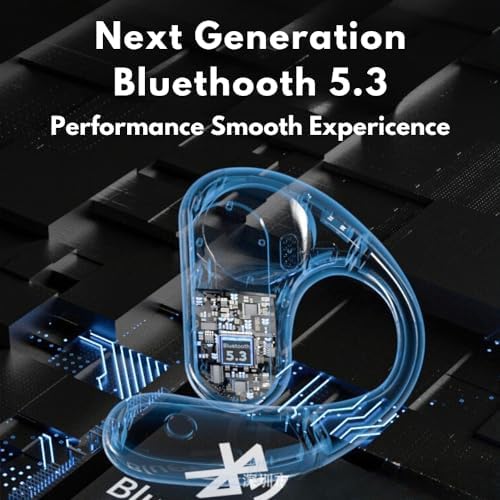 Revolutionary Wireless Open Ear Headphones with Bluetooth 5.3 – Ergonomic Design for Ultimate Comfort, 40 Hours of Playtime, Superior Call Clarity, and Smart Charging Case – Perfect for Active Lifestyles and Effortless Connectivity in Sleek Black