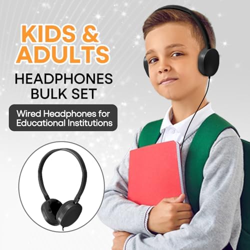 Bulk Headphones for Kids 12 Pack – Premium Wired Earphones with Superior HD Sound Quality for Classroom Learning and Play, Mixed Colors for Inclusive Use, Compatible with 3.5 mm Devices – Essential Audio Gear for Educational Environments