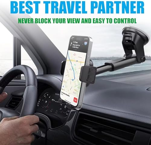 Universal Heavy-Duty Car Phone Holder for Dashboard, Windshield & Air Vent – 360-Degree Rotating Mount Compatible with All Smartphones for Safe Navigation and Hands-Free Use