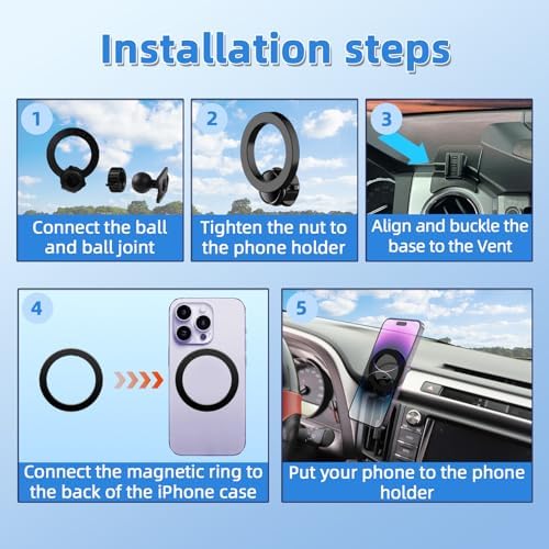 Upgrade Your Toyota Tundra or Sequoia Driving Experience with the 360° Rotating Mag Safe Phone Holder – Premium Dashboard Mount Designed for 2020-2025 Models, Ensures Safety, Accessibility, and Sleek Aesthetics Without Air Vent Obstruction