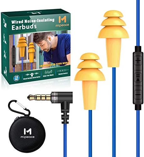 MIPEACE Industrial Safety Earbuds with Noise Reduction & Mic – Ergonomic Work Headphones for Construction and Heavy-Duty Environments – Volume Control & Enhanced Device Compatibility for Ultimate Comfort and Communication