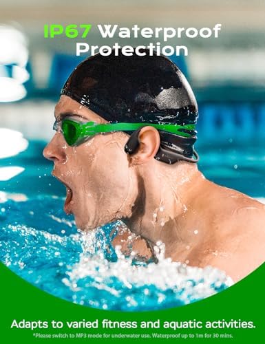 Revolutionary Bluetooth 5.3 Bone Conduction Headphones – Open-Ear Wireless Earbuds with Built-in Mic for Active Lifestyles, IPX7 Waterproof & 32 GB MP3 Storage – Perfect for Running, Cycling, and Sports Workouts – 8 Hours Playtime with Enhanced Sound Awareness and Visibility