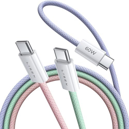 LISEN USB C to USB C Cable 5-Pack – Premium Fast Charging Solution with 60 W Power Delivery, Versatile Lengths (3.3 FT, 6.6 FT, 10 FT) for i Phone 16, i Pad Mini 6/Pro, Mac Book Pro 2020 & Samsung S23 – Durable, High-Speed Connectivity for All Your Devices