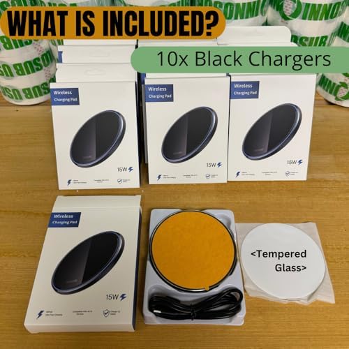 INNOSUB USA 5-Pack Sublimation Wireless Charger Set – 10 W Fast Qi Charging Pad for i Phone & Samsung Devices – Sleek Silver Design for Home & Office – Ideal Personalized Gift for Tech Enthusiasts