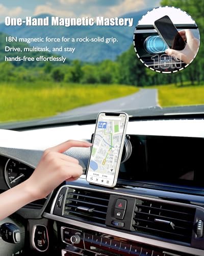 Latest Magnetic Phone Holder for Car Dashboard – Vacuum Suction Cup Phone Mount with Adjustable Angle, Compatible for Cell Phone (Use Metal Ring) – Secure Mirror/Glass/Desk Use – Enhanced Compatibility and Speed