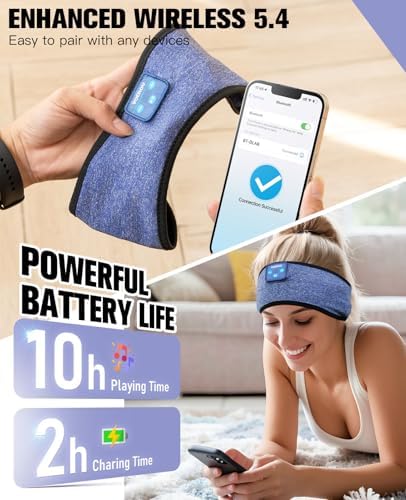 Voerou Bluetooth 5.4 Sports Headband Sleep Headphones – Ultimate Comfort Wireless Earbuds for Yoga, Meditation, and Running – Premium Audio Quality with Fast Connectivity for Active Lifestyles and Relaxation