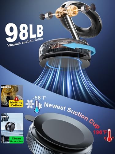Enhanced 360° Magnetic Phone Holder for Cars & More – Versatile Hands-Free Suction Cup Mount for i Phone 16 Pro Max and Android Devices – Secure Magnetic Grip for Optimal Viewing Anywhere – Perfect for Gym, Shower, and Mirrors – Effortless Installation with Superior Compatibility and Safety