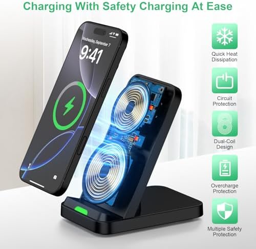 Samsung Wireless Charger Station for Galaxy S25 Series & Moto G 2025 – Fast 18 W Charging Stand, Anti-Slip Design, Enhanced Compatibility for Effortless Power-Up – Ideal for Home & Office Use