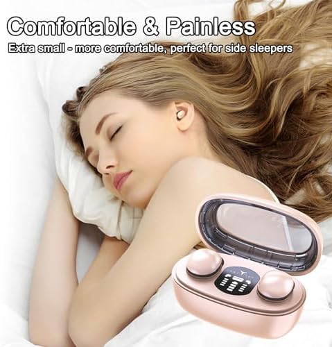 Rehoria Mini Sleep Headphones for Side Sleepers – Ultra-Lightweight Comfort Earbuds with Fast Charging Case for Premium Audio Experience – Ideal for Meditation and Relaxation in Light Coffee Finish