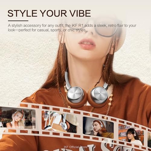 Nostalgic Retro Wireless Bluetooth Headphones – 60-Hour Battery Life, Lightweight Comfort, Built-in Microphone, Dual Device Pairing & Custom Sound App for an Immersive 80 s & 90 s Audio Adventure – Ideal for Active Music Enthusiasts and Daily Listening