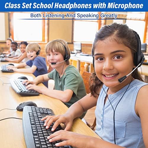 Yunsailing 30-Pack Classroom Headphones with Microphone – Lightweight Adjustable On-Ear Student Headphones for Enhanced Learning – Durable, Comfortable, and Ideal for Schools and Remote Learning Activities – Perfect Audio Solution for Group Engagement and Concentration