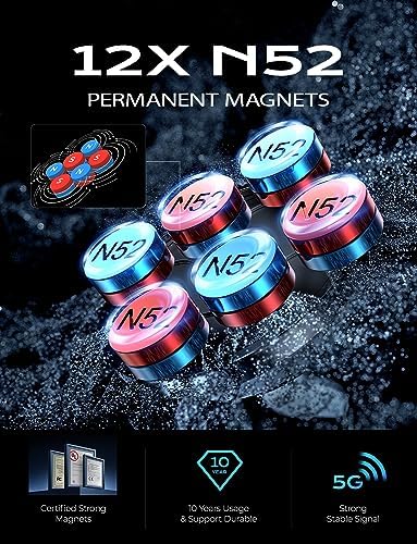 Premium LISEN Magnetic Car Phone Mount for i Phone & Android – 6-Magnet Stability with Adjustable Arch Design for Optimal Navigation in Black – Effortless Hands-Free Convenience and Universal Compatibility