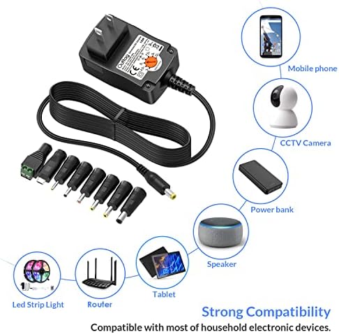 Versatile 15 W Universal AC Adapter – Multi-Voltage Power Supply for Routers, CCTV Cameras, Smartphones & More – Fast Charging, Lightweight, and Safe Solution for Household Electronics – Adjustable Voltage from 3 V to 12 V for Maximum Compatibility and Performance