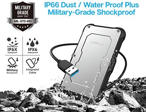 Rugged Waterproof & Shockproof 2.5″ External Hard Drive Enclosure – USB 3.0 Type-A SATA Adapter for 7 mm & 9.5 mm HDD/SSD – UASP Fast Data Transfer for PS4, PS5, Xbox – Tool-Free Installation for On-The-Go Storage