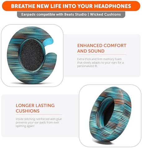 Upgrade Your Audio Experience with WC Wicked Cushions Replacement Ear Pads for Beats Studio 2 & 3 – Retro 90’s White | Luxurious PU Leather & Enhanced Foam for Optimal Sound Isolation | Perfectly Fits B0501 & B0500 Models | Not Compatible with Beats Solo | Enhanced Adhesive for Maximum Durability and Longevity