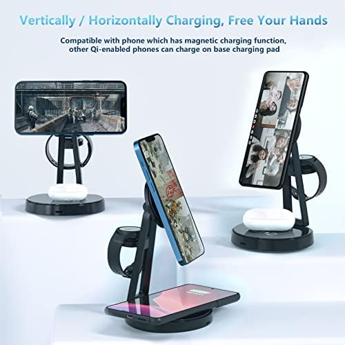 Ultimate 3-in-1 Wireless Charging Station for Samsung Galaxy Devices – Fast Mag-Safe Dock for Galaxy S24, S23, S22, S21, Note 20, Galaxy Watch 7/6/5/5 Pro/4/3, and Galaxy Buds+/Live – Streamlined Design with Intelligent Safety Features for Effortless Charging and Device Organization