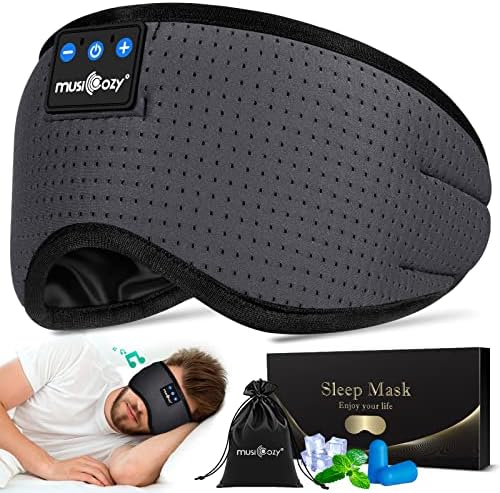 Transform Your Sleep Experience with the MUSICOZY Bluetooth Sleep Mask – Premium Wireless Eye Cover Featuring Built-In Earbuds for Ultimate Comfort, Perfect for Side Sleepers, Office Relaxation, and Travel – Advanced Bluetooth 5.4 Connectivity for Effortless Pairing and High-Quality Sound, Ideal Tech Gift for Anyone Seeking Restful Slumber.