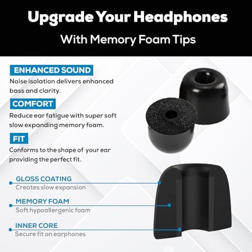 Premium Memory Foam Earbud Tips for Ultimate Noise Isolation – 20 Pack of Comfortable Replacement Foam Tips for In-Ear Headphones (SF3 Small, Black) – Elevate Your Sound Experience with Enhanced Compatibility and Comfort