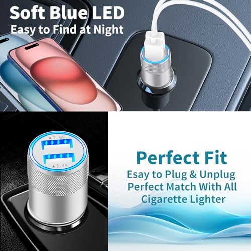 BARMASO 72 W Dual PD Power USB-C Car Charger 2-Pack – MFi Certified Fast Charging Solution for i Phone 16/16 Pro/16 Pro Max & Galaxy S24/S23 – Ultimate Compatibility & Safety Features for On-the-Go Power