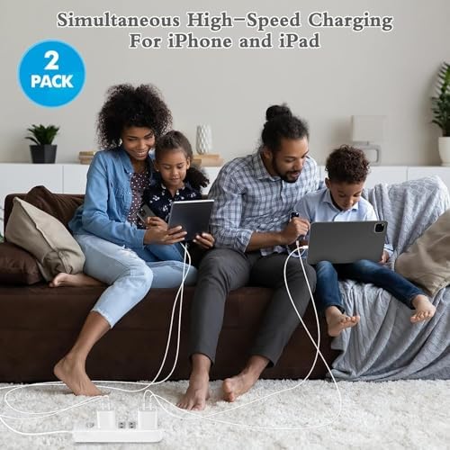 Revolutionize Your Charging Routine: Dual-Port Fast Wall Charger Set for i Phone 16 & 15 – Includes 6 FT USB C to C Cable – Rapid Power Delivery for i Pad Pro and More – Safety-First Design for Worry-Free Use – Ideal for Family and Travel Charging Needs
