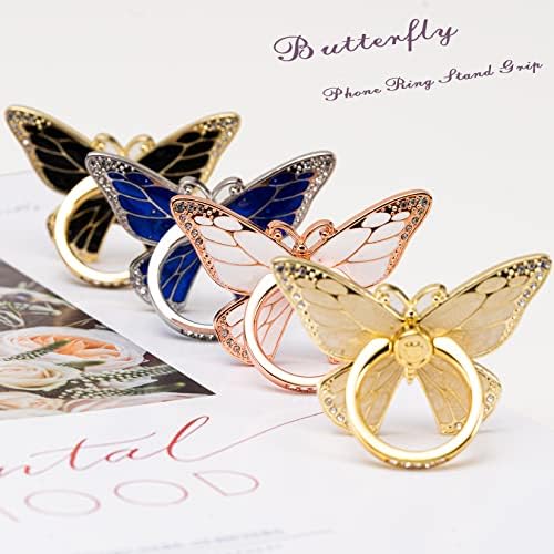 Glitter Butterfly Phone Ring Grip Holder – 360-Degree Rotating Kickstand for i Phone, Samsung Galaxy & Android – Stylish Rhinestone Design for Enhanced Durability and Comfort – Perfect Gift for Women and Girls – Secure Adhesive for Optimal Grip – Versatile Stand for Video Calls, Streaming & More