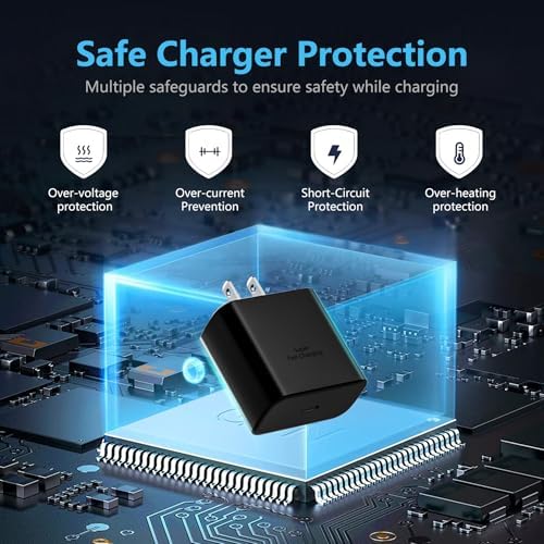 Dual Pack 45 W USB-C Super Fast Charger with 6.6 ft Cables – Premium PD/PPS Wall Charging Blocks for Samsung Galaxy S25/S24/S23/Note10 & Tab S9/S8 – Reliable, Efficient, Travel-Friendly Power Solution for Android Devices