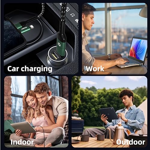 USB C for iPhone Cable, 66W 4 in 1 Charging Cable 4.4FT, Chubby USB A/C to C/liging with Light for iPhone 16e 16 15 14 Pro/MacBook/iPad/Samsung S25/Switch 2, Multi Chargers for All Devices – Enhanced Compatibility and Speed