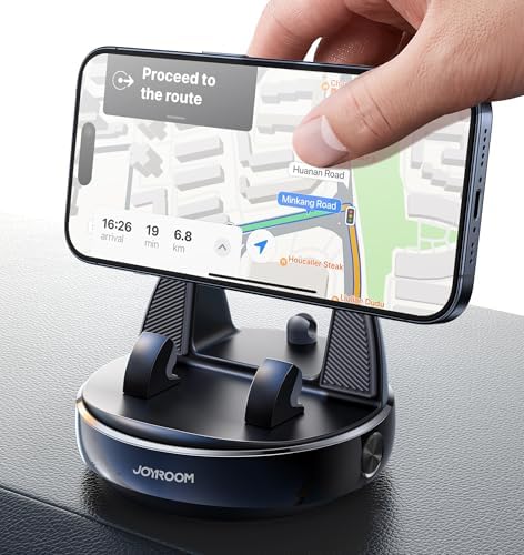 JOYROOM 360° Rotating Car Phone Holder – Anti-Slip Dashboard Mount for Seamless Smartphone & GPS Integration – Sun Glare Blocking for Clearer Navigation – Universally Compatible with Pop Grips & Mobile Devices – Superior Stability for a Safe Driving Experience