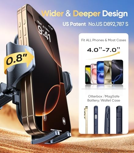 VICSEED Military-Grade Adjustable Phone Holder for Cars – Unmatched 95+ lbs Suction Power for Secure Dashboard, Windshield & Vent Mounting – Universal Compatibility with i Phone & Android – Ultimate Convenience for Safe Driving