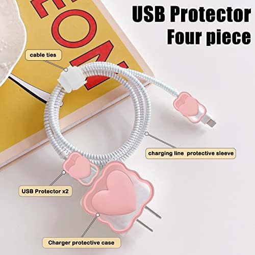 Charming Kawaii Waves DIY Cable Protector for i Phone Chargers – 3 D Love Heart Design, Durable Data Cable Saver for i Phone 11, 12, 13, 14, Pro Max, XS, XR, X, 7, 8 Plus – Lightweight & Easy to Install for Enhanced Charging Experience – Perfect i Phone Charger Accessory to Prevent Fraying and Damage