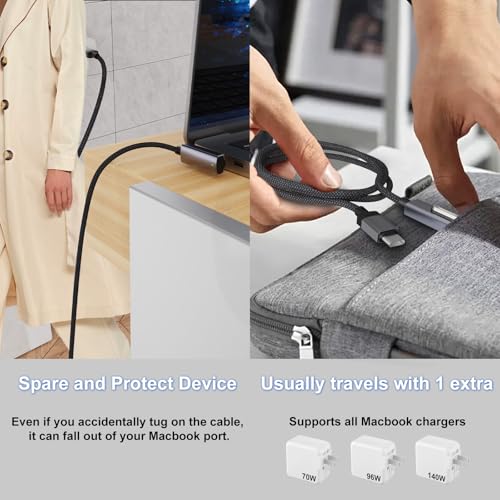 USB-C to Magnetic 3 Cable 140W for M4 MacBook Air Pro Charger, Magnetic Safe 3 Cable for MacBook Air (15”/13” M4 2025, M3 2024, M2 2023, M2 2022), Pro (16″/14″ 2024/2023/2021) 6.6ft – Enhanced Compatibility and Speed