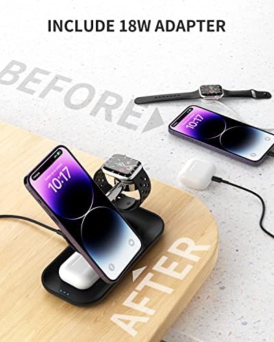 Revolutionary 3-in-1 Magnetic Wireless Charger for i Phone 16/15/14/13/12 – MAKAQI Fast Charging Dock for Apple Watch & Air Pods with Premium Safety Features and Sleek Aesthetic – Your Ultimate Clutter-Free Charging Solution