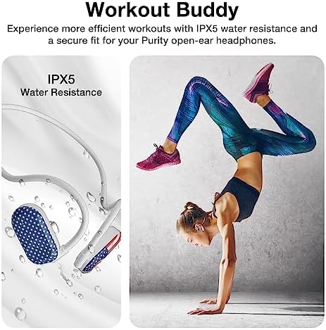 Purity Air Open Ear Headphones – Advanced True Air Conduction Wireless Bluetooth Earbuds with Dual Mic for Clear Calls – Ergonomic, Sweat-Resistant Design for Active Lifestyles – Compatible with i Phone & Android – Ultimate Comfort and Audio Awareness