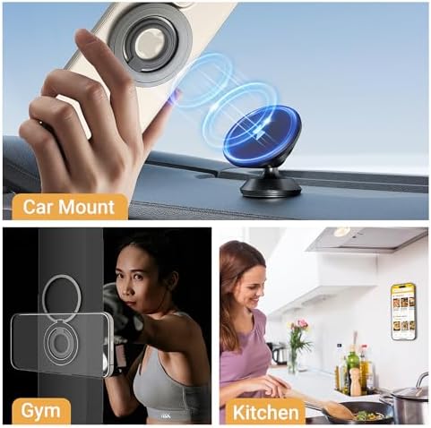 OPSO Mag Safe-Compatible Magnetic Phone Ring Holder – 360° Rotating Grip with Adjustable Kickstand for i Phone 16/15/14/13/12/Pro/Max & Universal Smartphones – Ergonomic Design for Enhanced Stability, Style, and Hands-Free Convenience